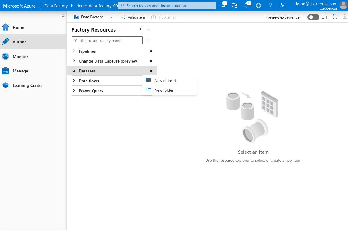 Новый элемент набора данных